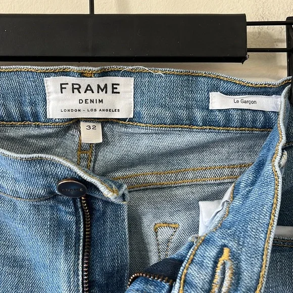 FRAME Le Garçon in Daphne Blue Super Stretch Mid Rise Boyfriend Denim Jeans 32 - Picture 10 of 12